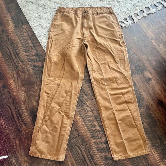 Carhartt Utility Work Pants Mens 40x36 Brown Loose Fit Washed Duck Canvas - Picture 1 of 5